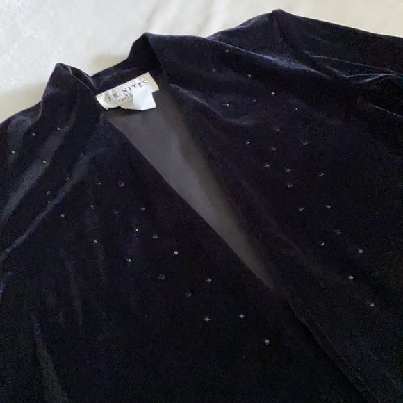 {VTG} J.R. Nites by Caliendo | Long Velvet Velour Open Front Cardigan Jacket (S) - Picture 15 of 16